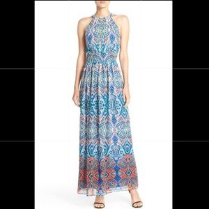 Eliza J Printed Chiffon Maxi Dress Sz 8p